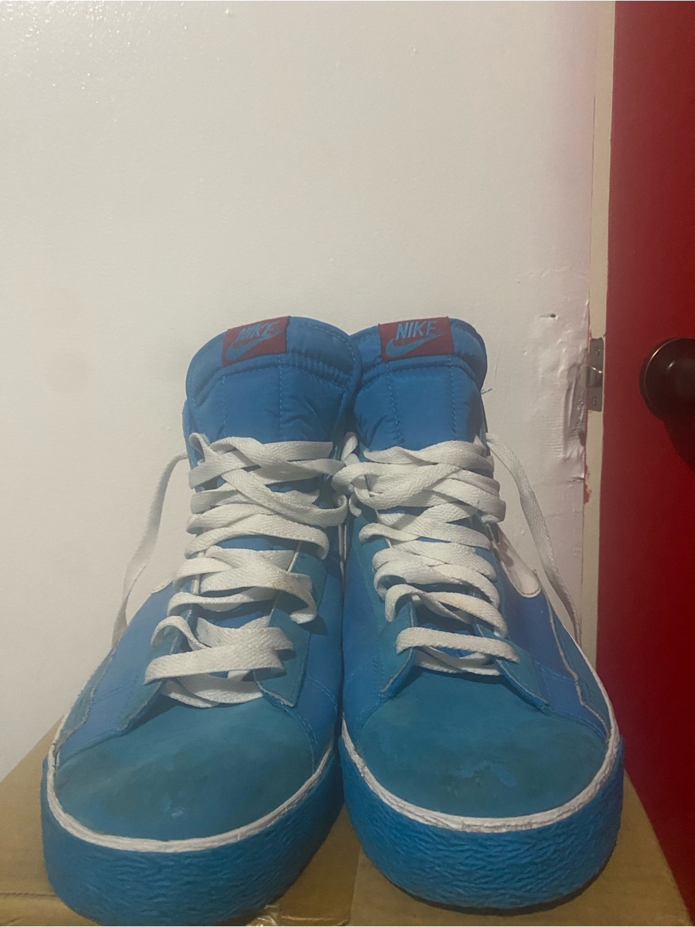 Nike Men's Blue and White High-Top Sneakers